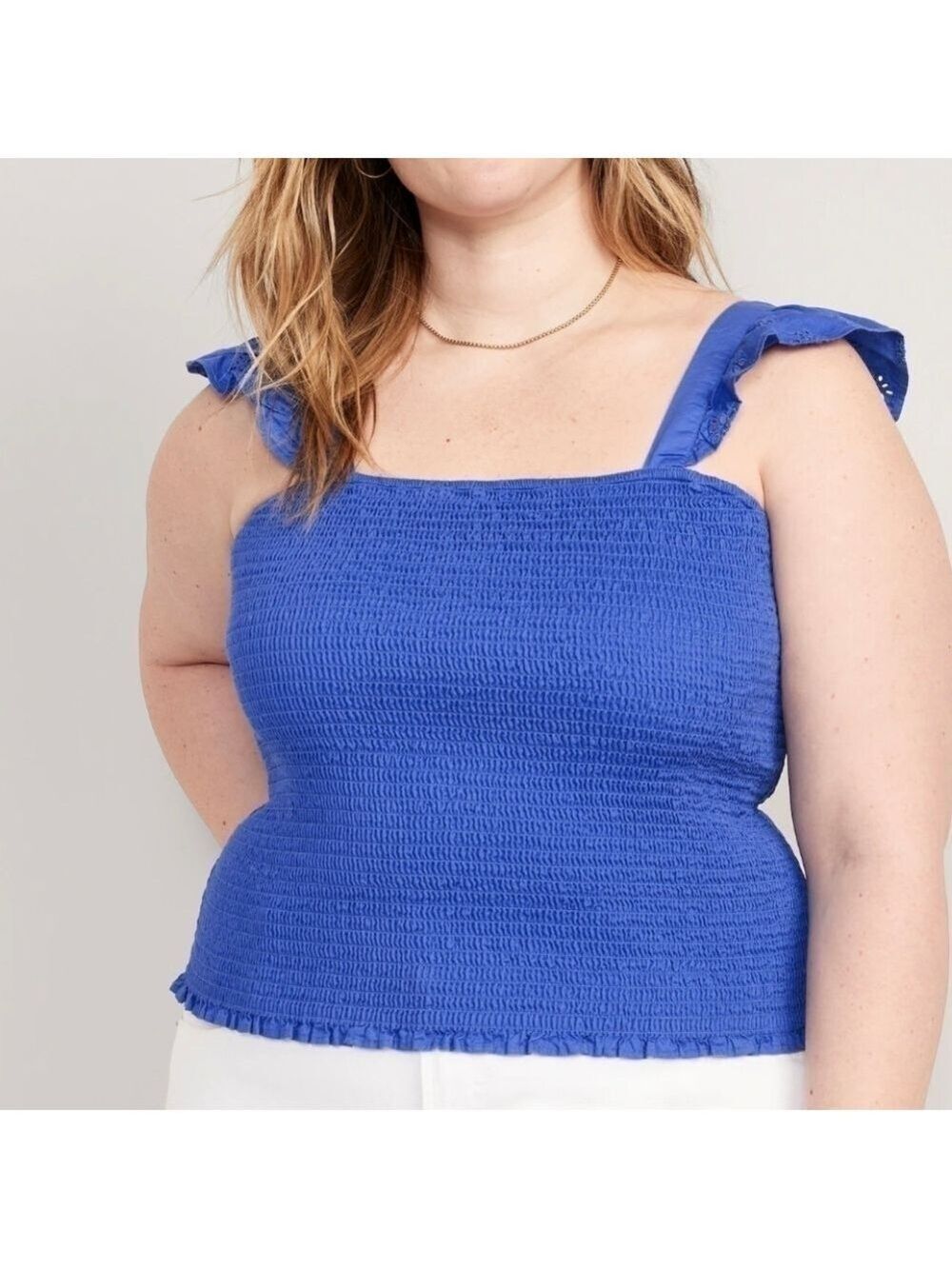 🆕 3X • Old Navy • Fitted Ruffle-Trim Smocked Cropped Top